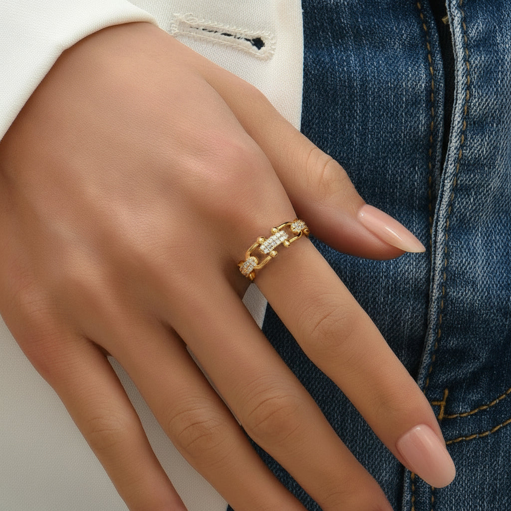 Adjustable Crystal Ring