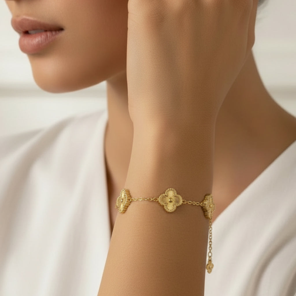 Golden Clover Bloom Bracelet