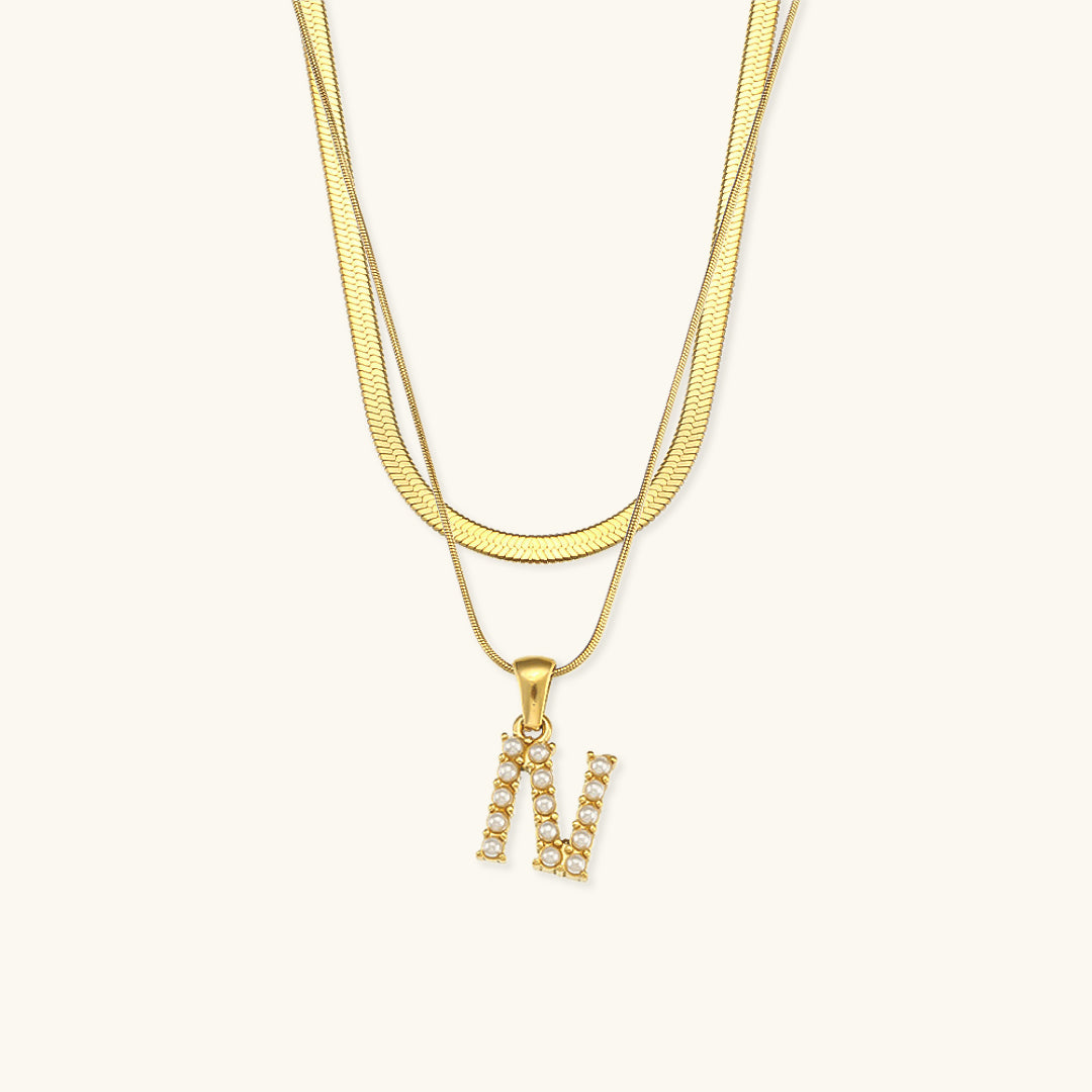 Marissa - Layered Gold Initial Letter Necklace
