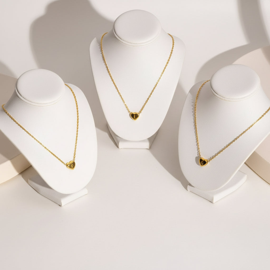 Juliette - Heart Initial Gold Necklace