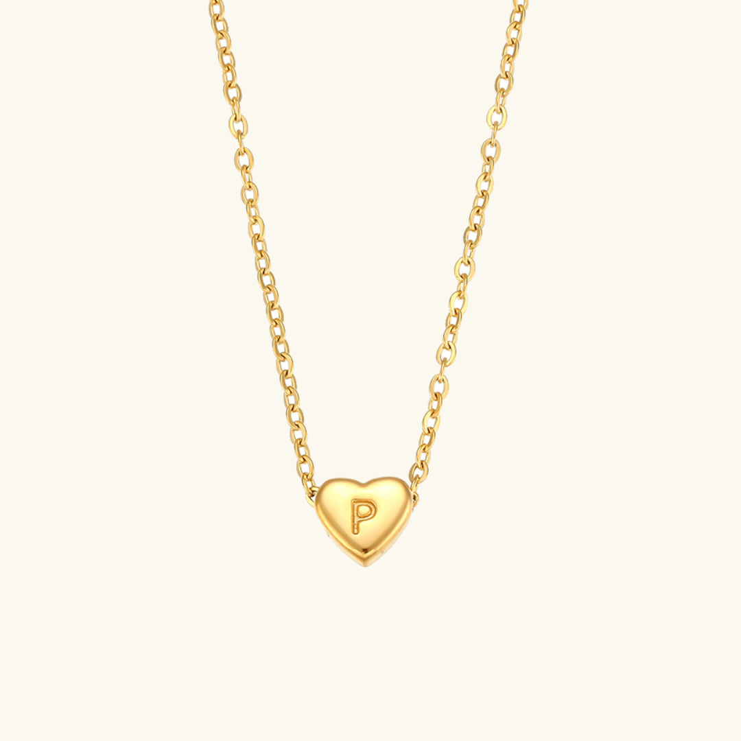 Juliette - Heart Initial Gold Necklace