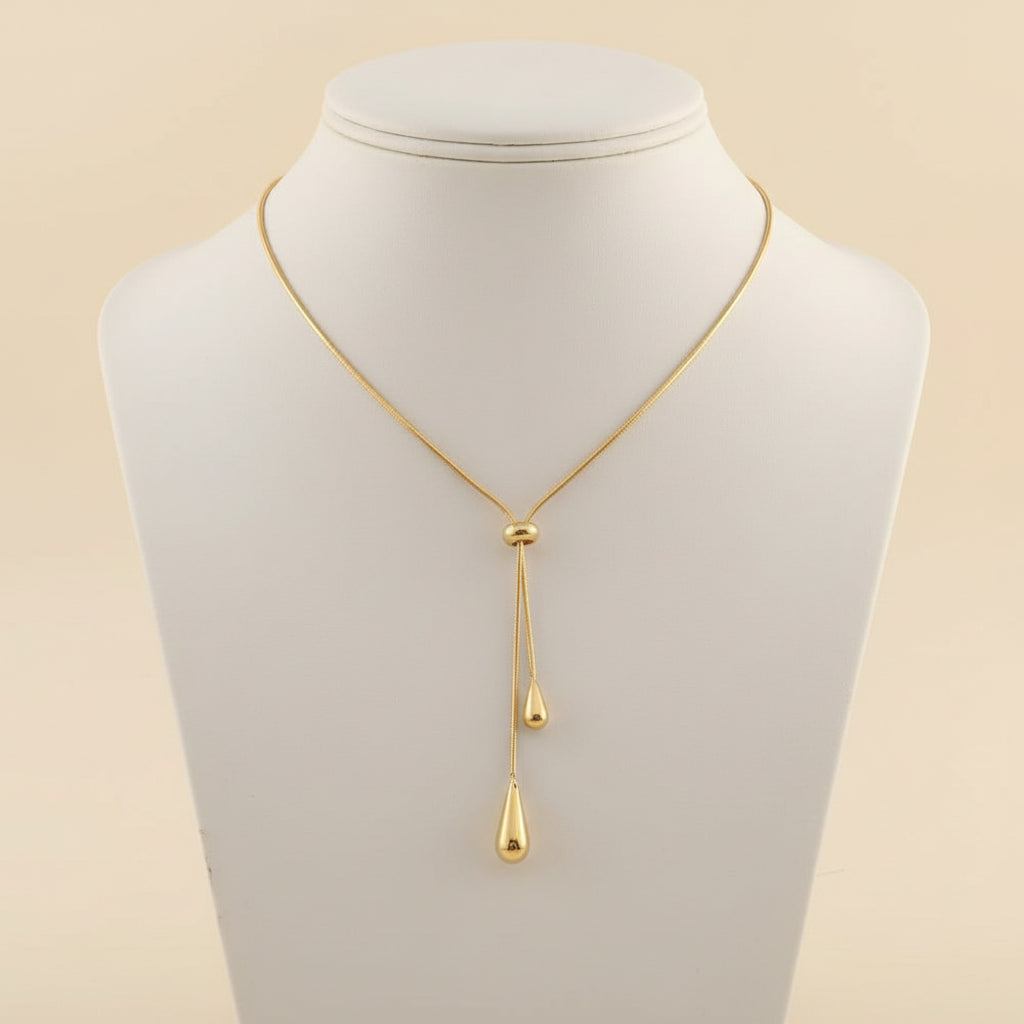Ismara - Adjustable Pull Droplet Necklace & Earrings