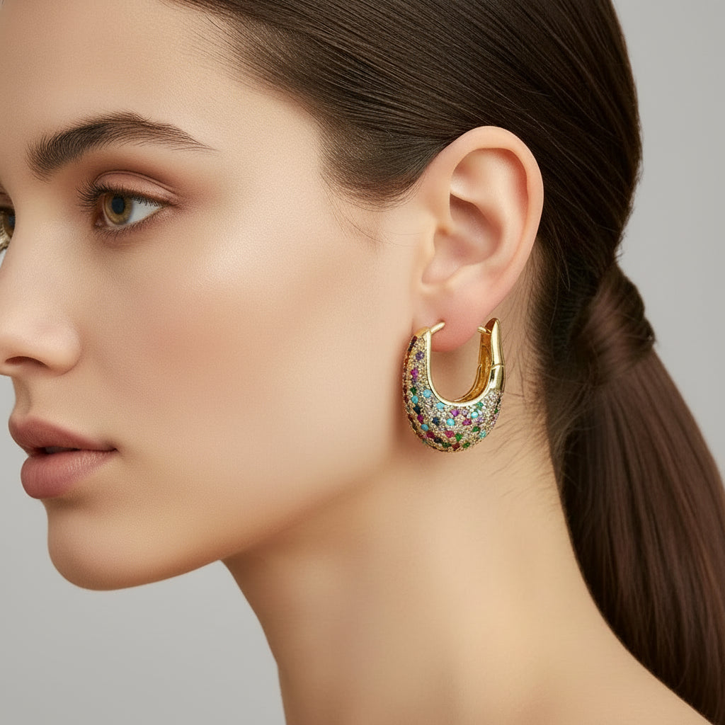 Vella – Colorful Diamond Hoop Earrings