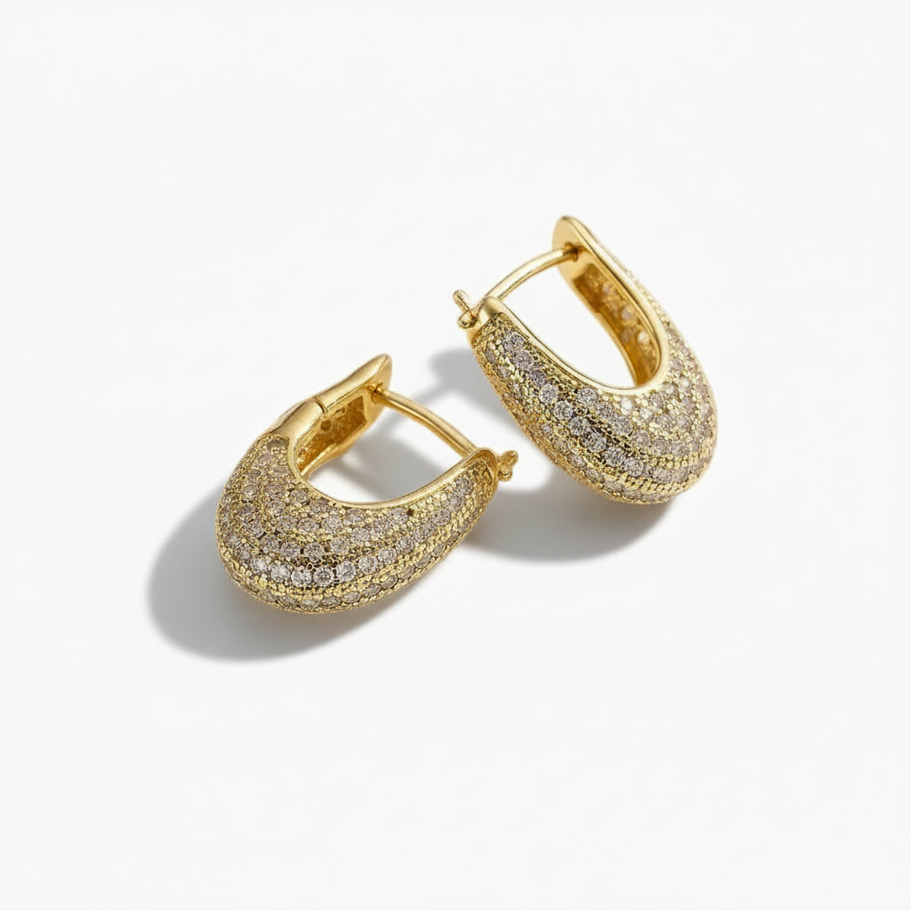 Vella - Glitter Diamond Hoops Earrings White