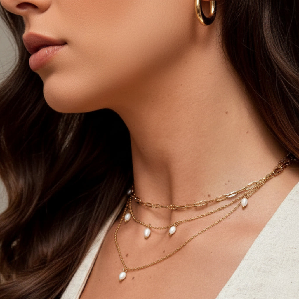 Kayla - Pearl Drop Layered Necklace