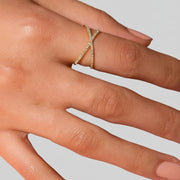 Nia - Gold Diamond Cross Ring
