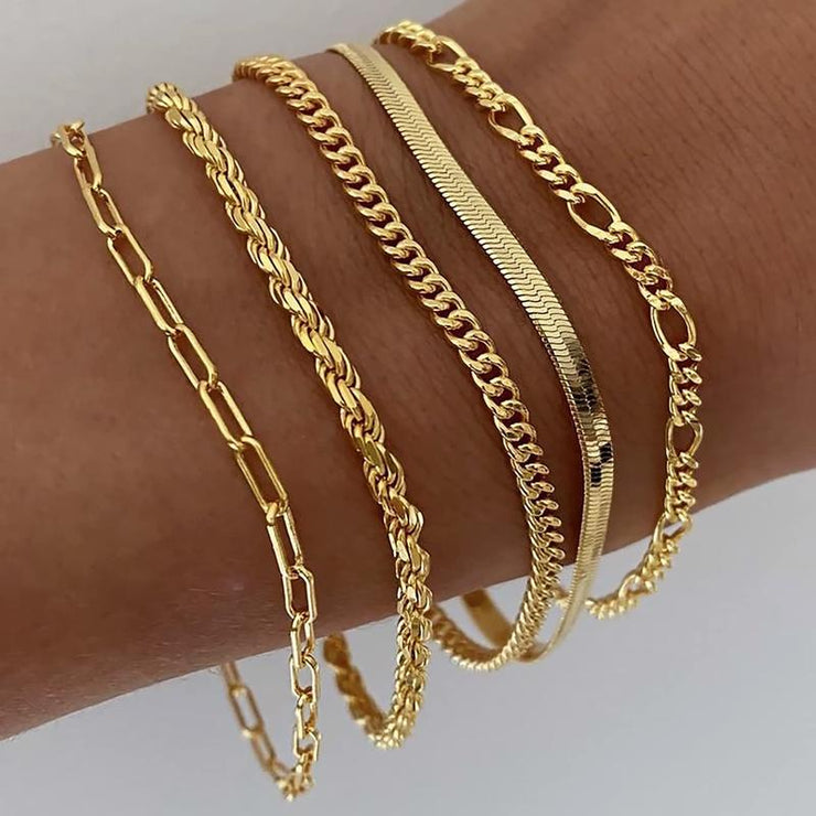 Liora - 5pc Classic Bracelet Set Gold