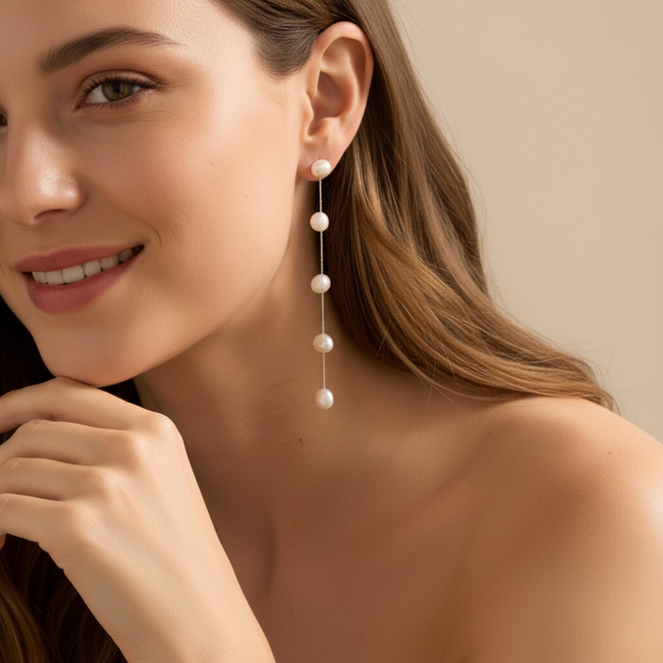 Sapphire Drop Statement Earrings - Long Sapphire Drop Earring