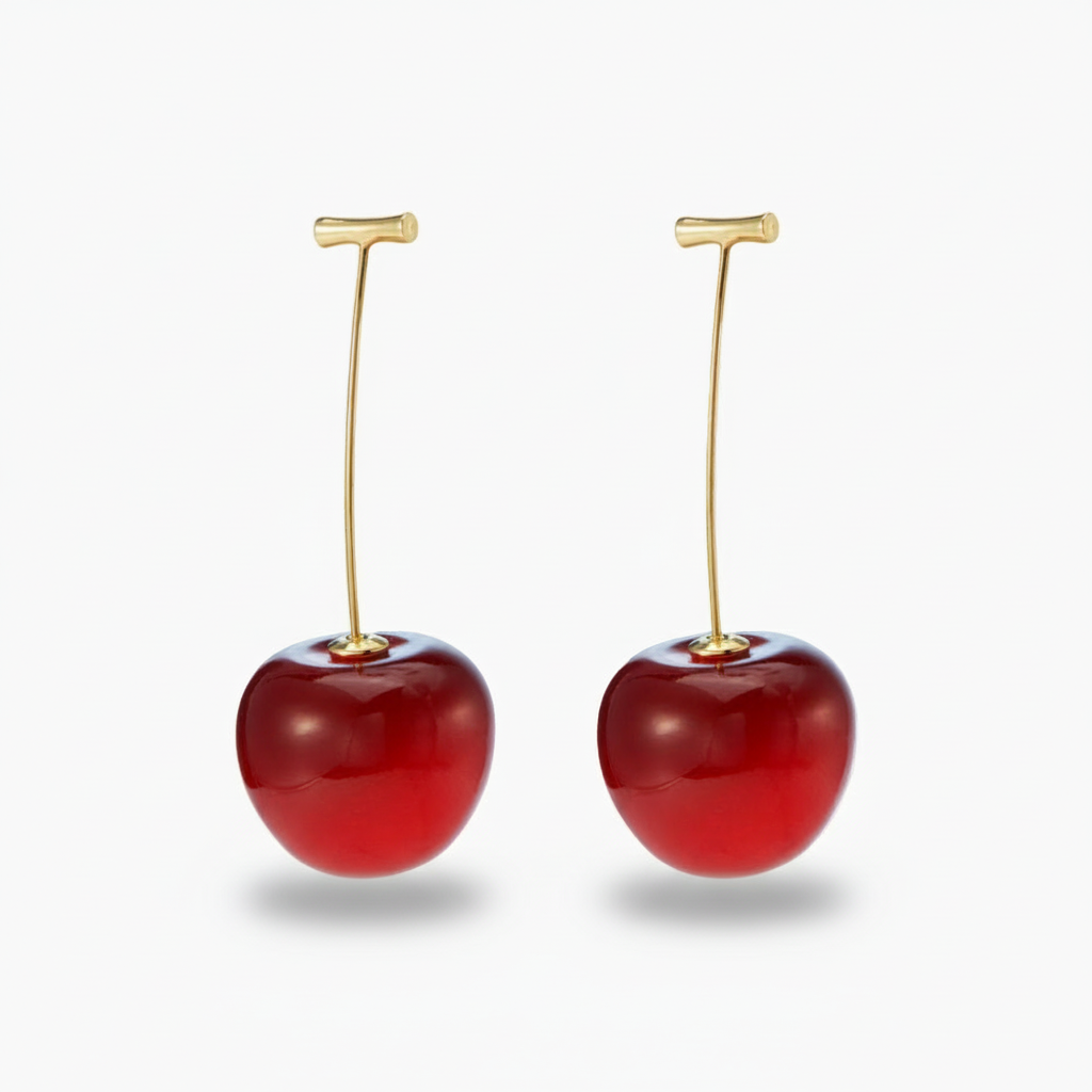 Red Cherry Earrings - Lightweight Cherry Earrings