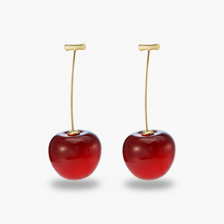 Red Cherry Earrings - Lightweight Cherry Earrings