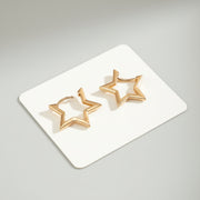 Moon Huggie Earrings - Star Hoops