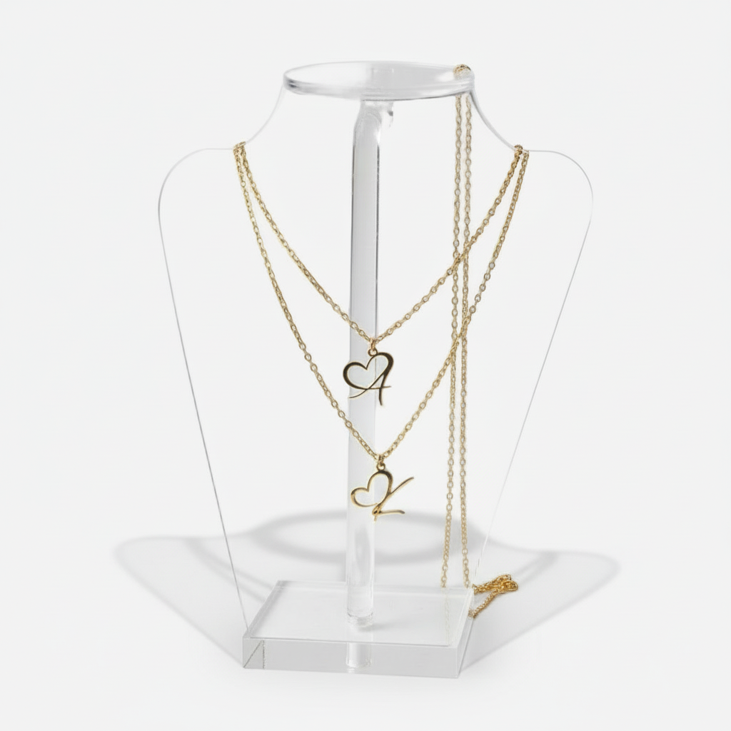 Saphira - Dainty Heart Letter Initial Necklace