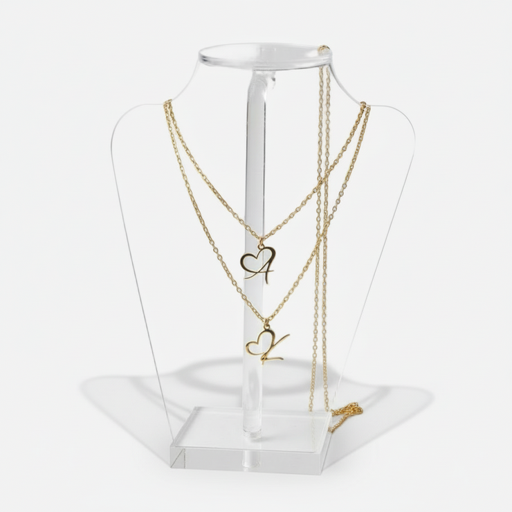 Saphira - Dainty Heart Letter Initial Necklace
