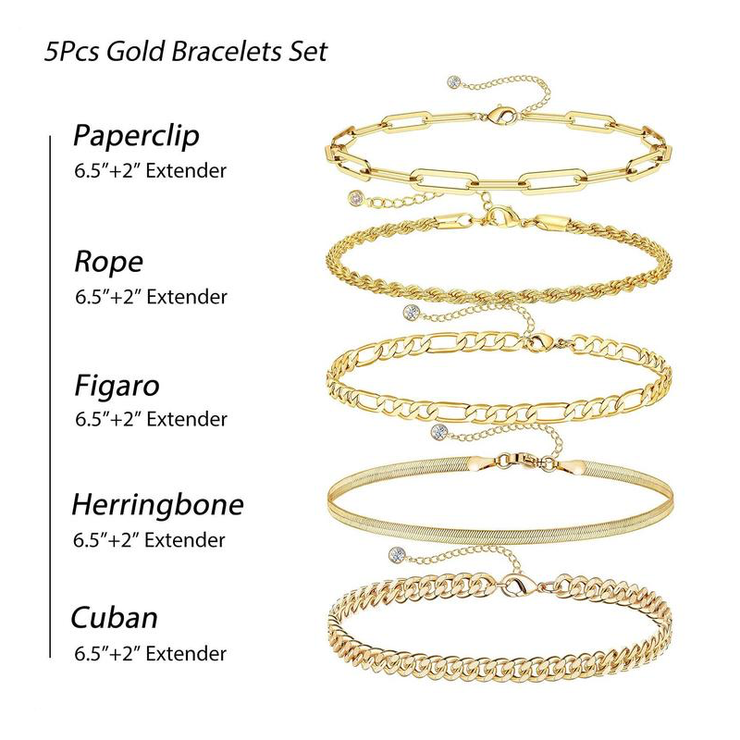 Liora - 5pc Classic Bracelet Set Gold