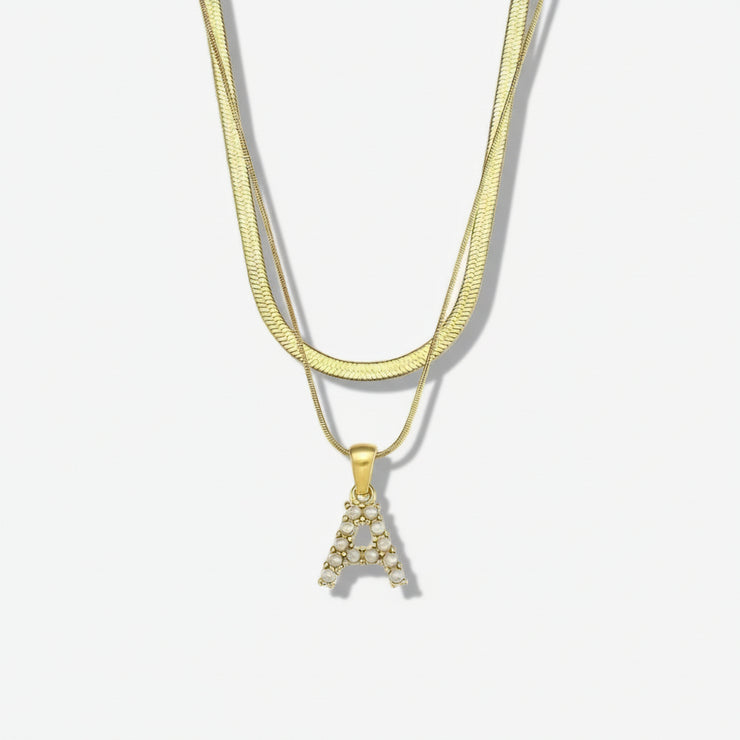 Marissa - Layered Gold Initial Letter Necklace