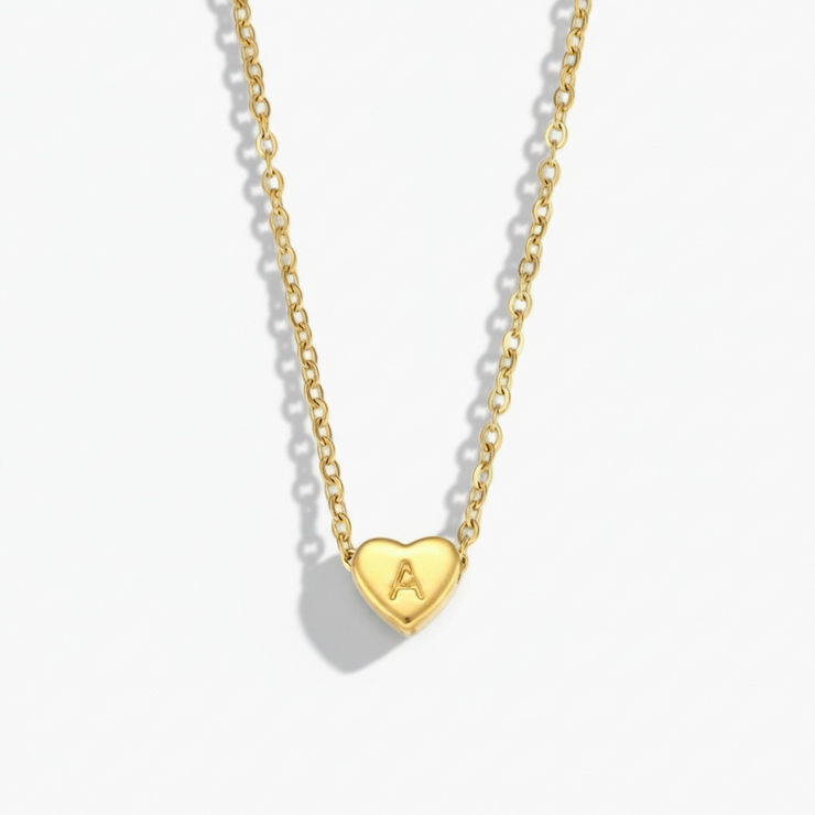 Juliette - Heart Initial Gold Necklace