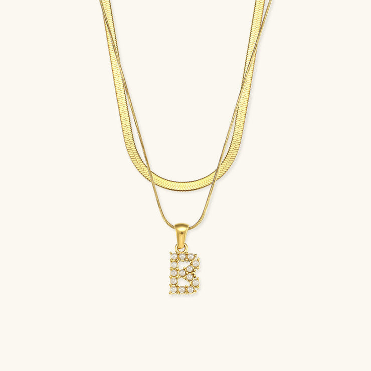 Marissa - Layered Gold Initial Letter Necklace