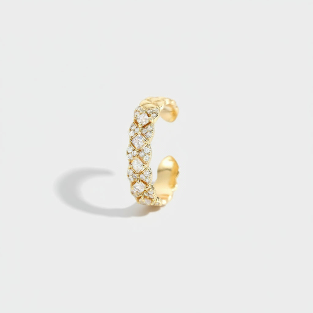 Adjustable Ring – Waterproof Tarnish-Free Stainless Steel Textured Gold Ring