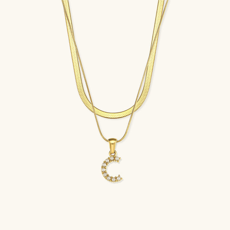 Marissa - Layered Gold Initial Letter Necklace