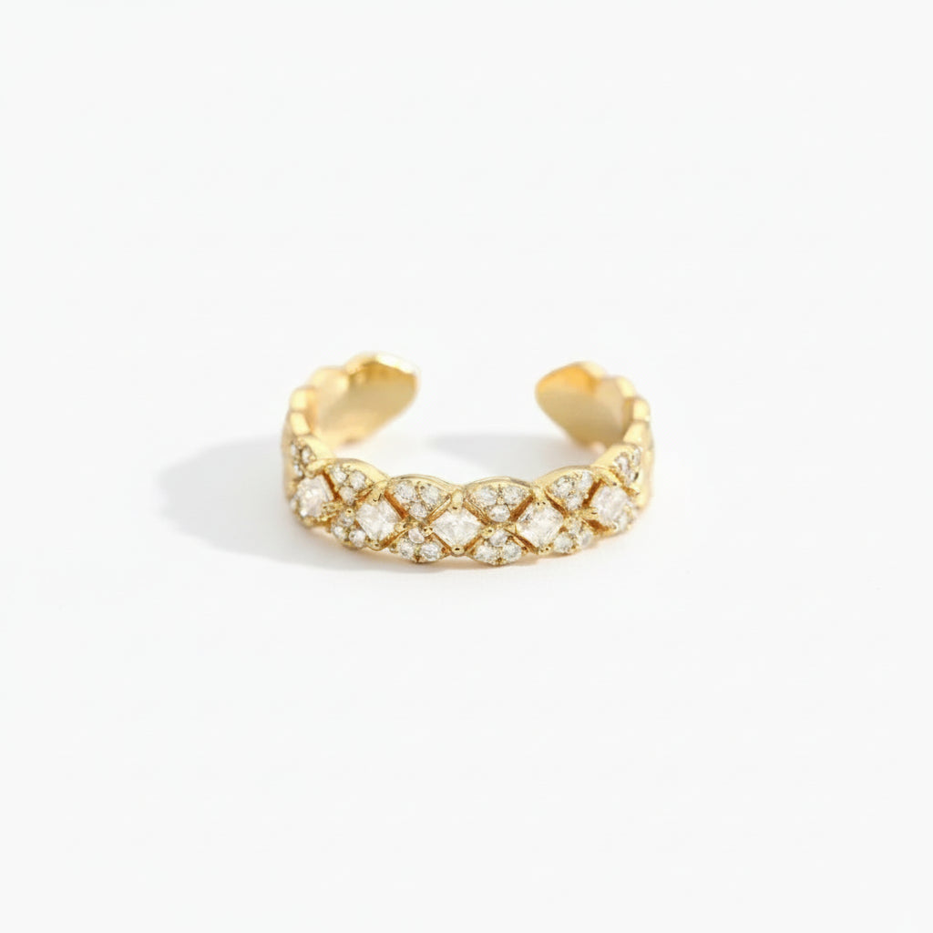 Adjustable Ring – Waterproof Tarnish-Free Stainless Steel Textured Gold Ring