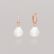 Susie | Silver Huggie Pearl Drop Earrings