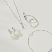 Susie | Silver Huggie Pearl Drop Earrings