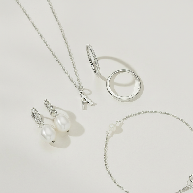 Susie | Silver Huggie Pearl Drop Earrings