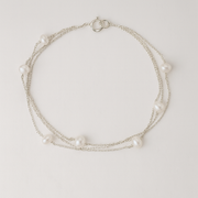 Silver Layered Pearl Bracelet