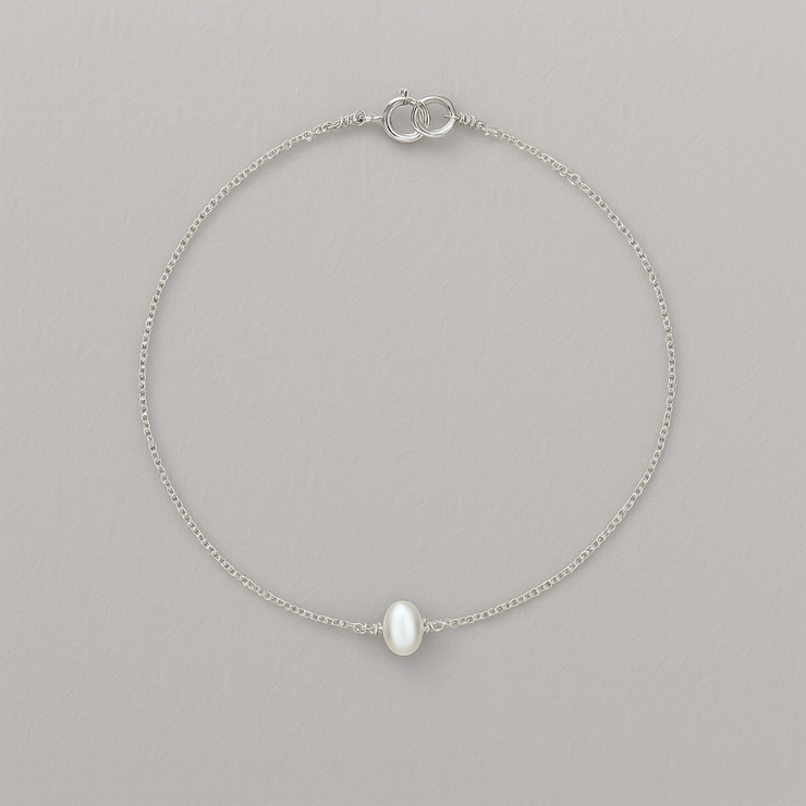 Silver Single Pearl Bracelet