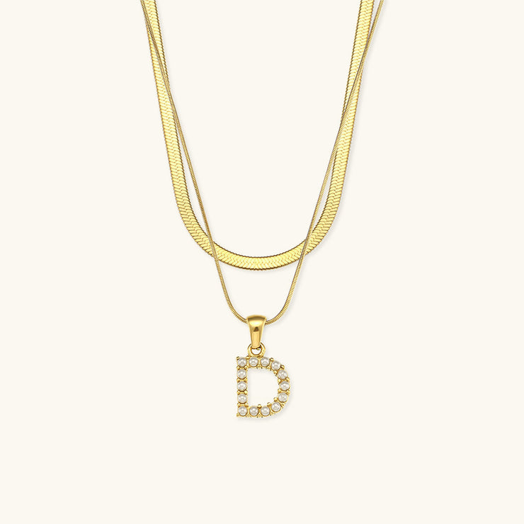 Marissa - Layered Gold Initial Letter Necklace