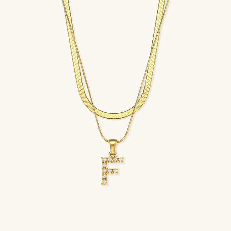 Marissa - Layered Gold Initial Letter Necklace