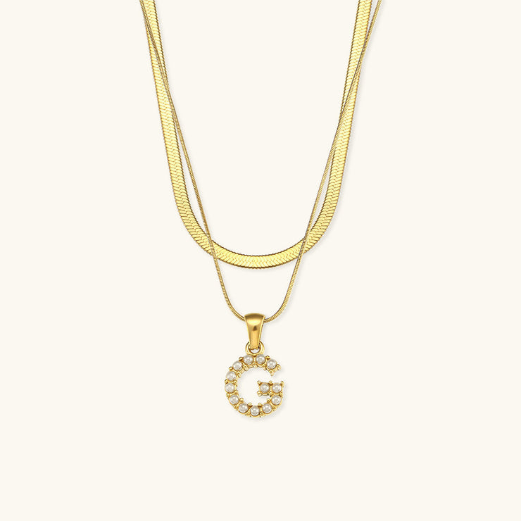 Marissa - Layered Gold Initial Letter Necklace