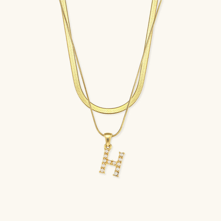 Marissa - Layered Gold Initial Letter Necklace