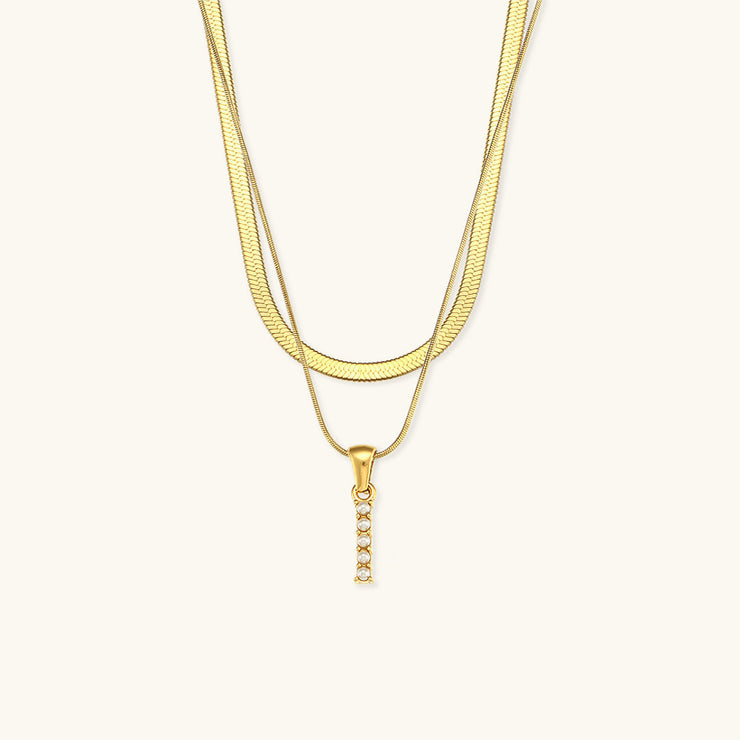 Marissa - Layered Gold Initial Letter Necklace