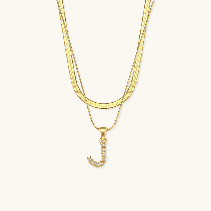 Marissa - Layered Gold Initial Letter Necklace