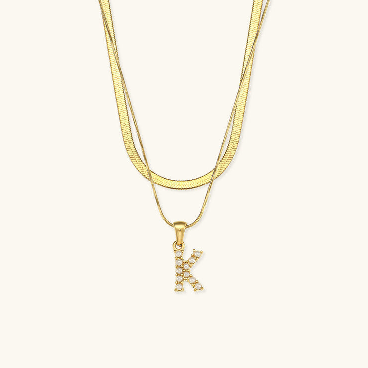 Marissa - Layered Gold Initial Letter Necklace