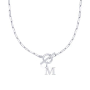 Paperclip Letter Initial Circle Lock Clasp Necklace