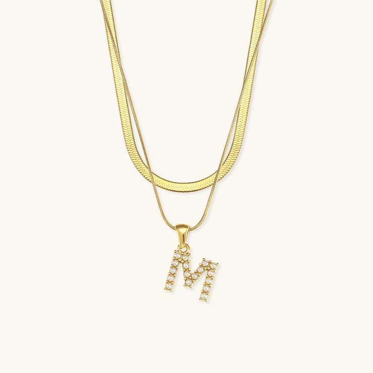 Marissa - Layered Gold Initial Letter Necklace