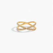 Nia - Gold Diamond Cross Ring
