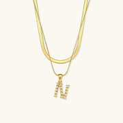 Marissa - Layered Gold Initial Letter Necklace