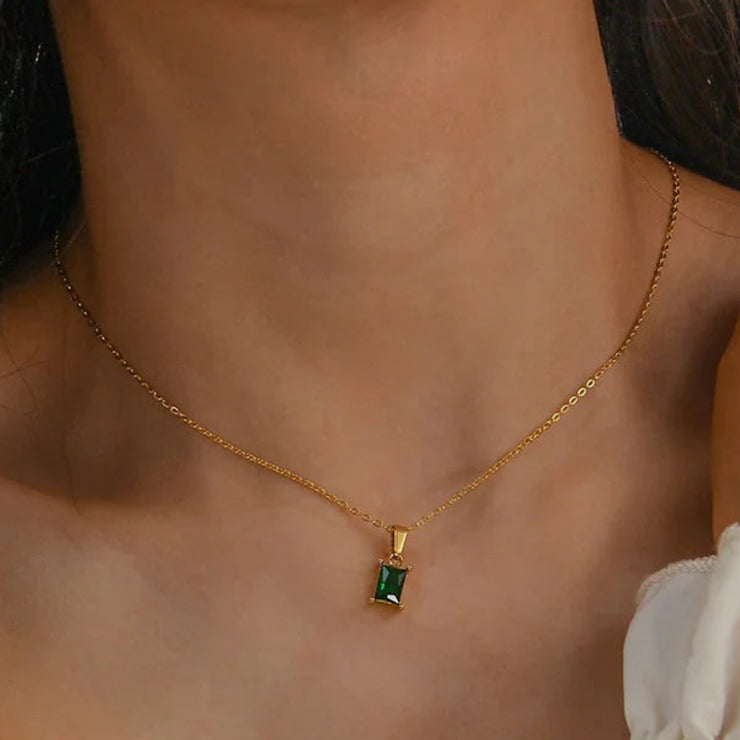 Maddie - Green Emerald  Necklace