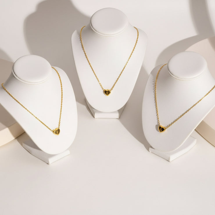 Juliette - Heart Initial Gold Necklace
