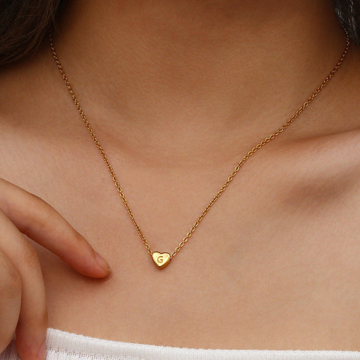 Juliette - Heart Initial Gold Necklace