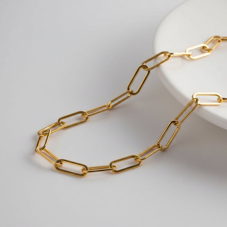 Keira - Gold Paperclip Chain Necklace