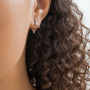 Moon Huggie Earrings - Star Hoops