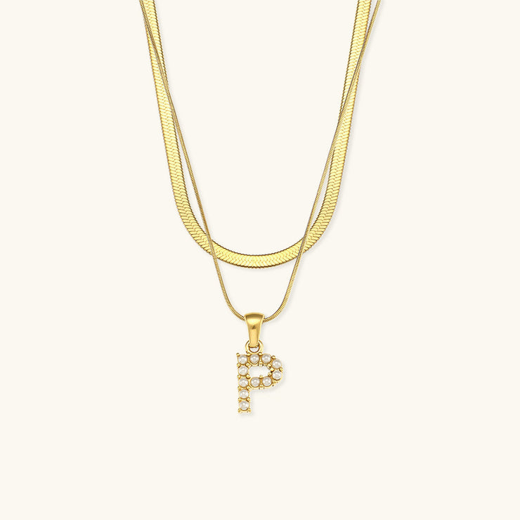 Marissa - Layered Gold Initial Letter Necklace