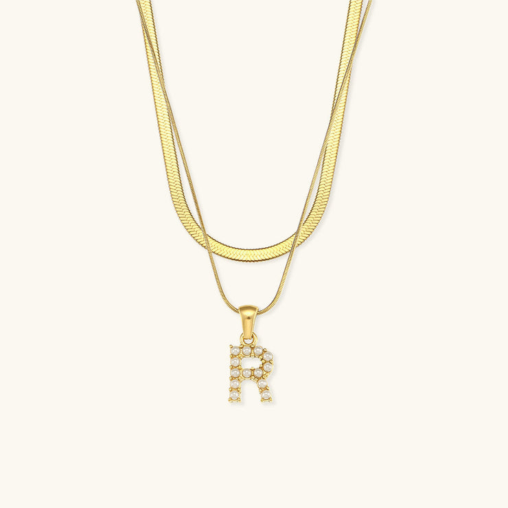 Marissa - Layered Gold Initial Letter Necklace