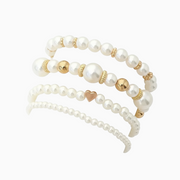 Thalia - Gold Accented Pearl Bracelet Stack