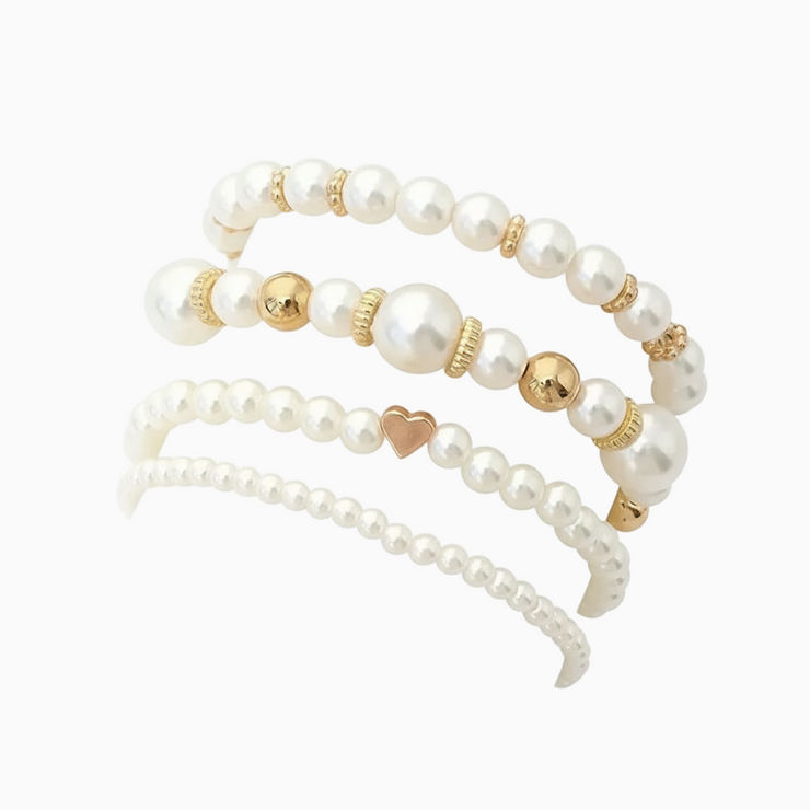 Thalia - Gold Accented Pearl Bracelet Stack