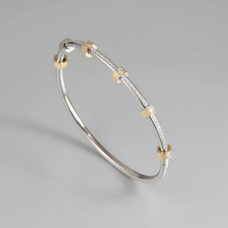 Novara - Diamond Hex Bangle Bracelet
